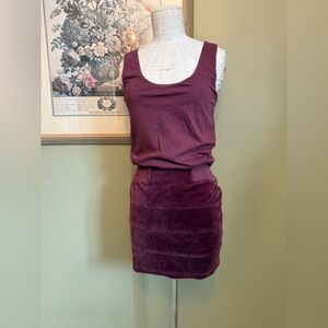 🎀 VTG Juicy Couture Burgundy Velour & Corduroy Mini Dress - Pink Tag Petite